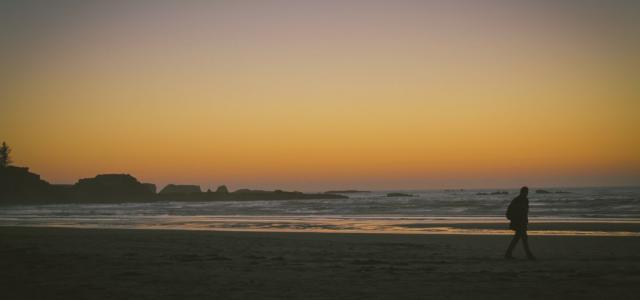 man walking on beach